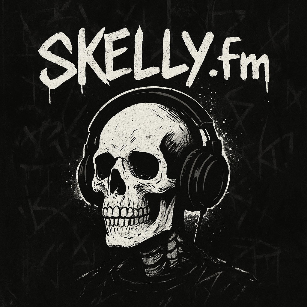 SKELLY.fm Playlist Cover - Skull with Headphones